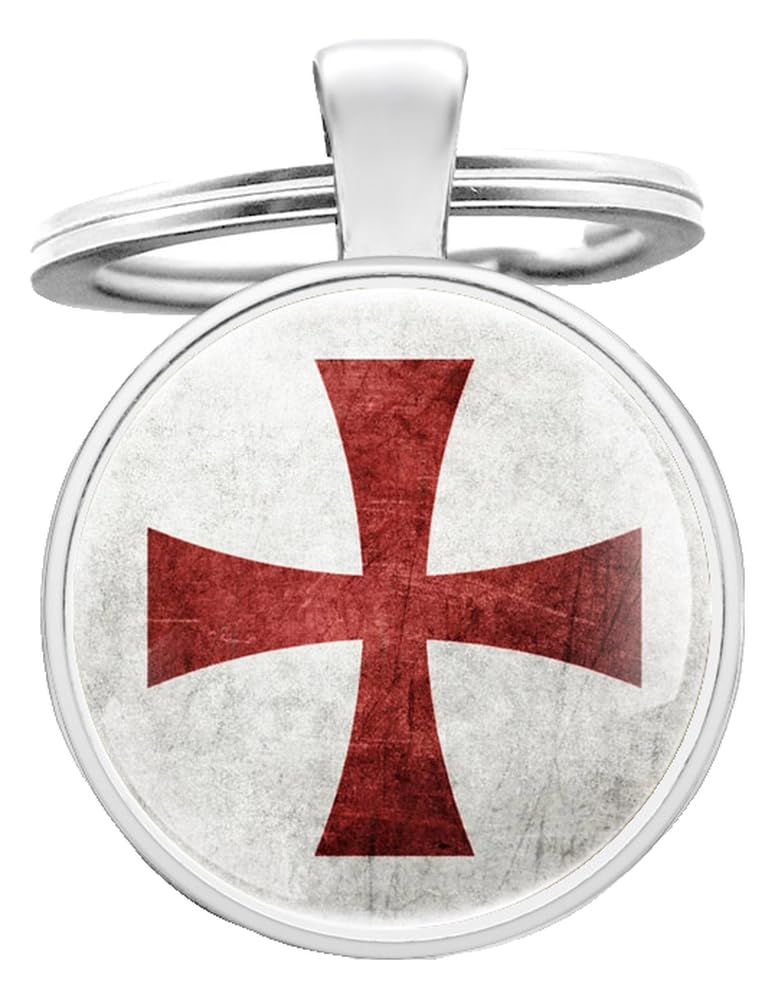 KREATIONS Templar Cross Keyring Glass Jewellery