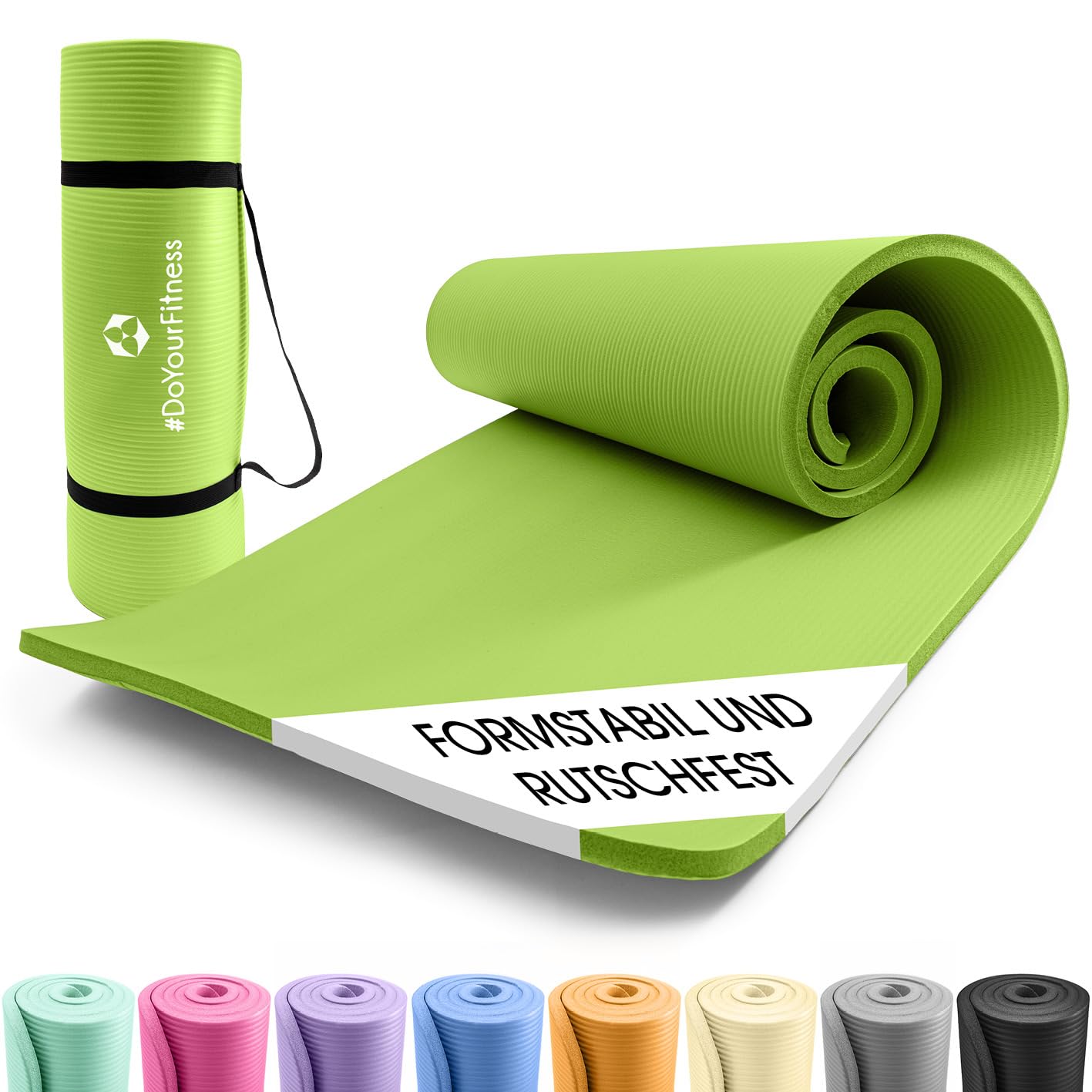 #DoYourFitness Yoga Mat Non-Slip. For Beginners and Advanced Users. Thickness from 0.8 cm to 2 cm. Joint-friendly Gymnastics Mat. 183 cm x 61 cm or XXL 190 cm x 100 cm (Suitable for Indoor/Outdoor)