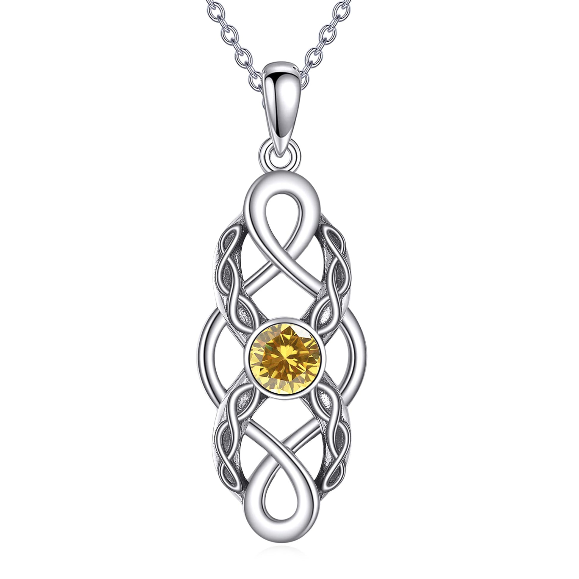 CUPENDA Keltischer Knoten Geburtsstein Halskette Sterling Silber Irische Keltische Anhänger Halskette Glücksschmuck für Frauen