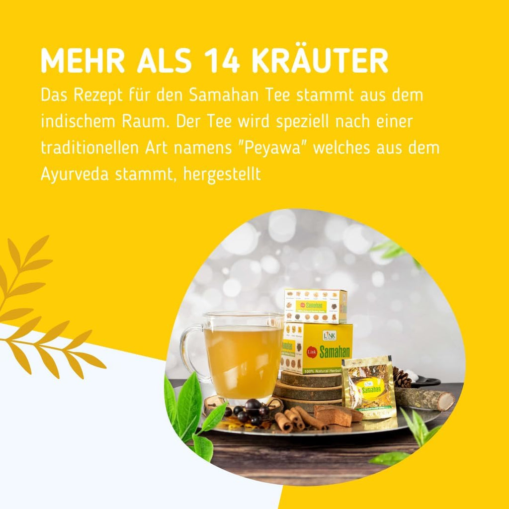 Link Natural Samahan Tee – Direktversand aus Deutschland – 100% Authentischer Ayurvedischer Kräutertee – 25 Beutel (100g)
