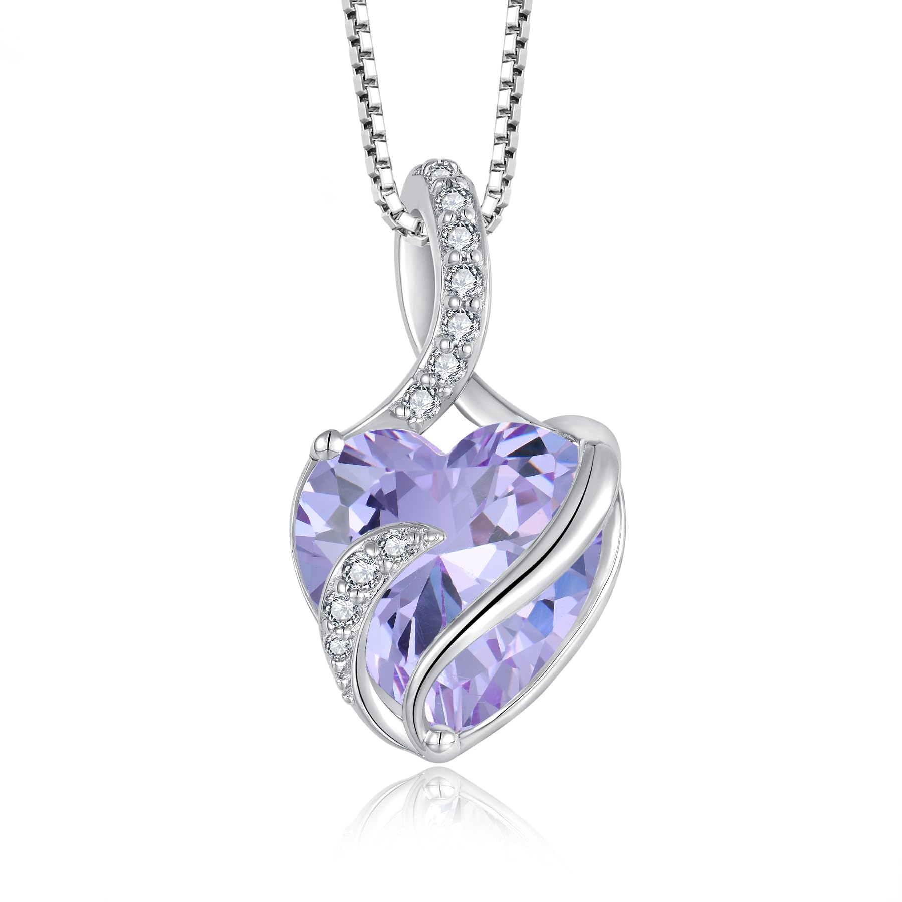 FJ Heart Birthstone Necklace Women's 925 Sterling Silver Infinity Necklace Jewellery Gifts for Women Mother Girlfriend Mum