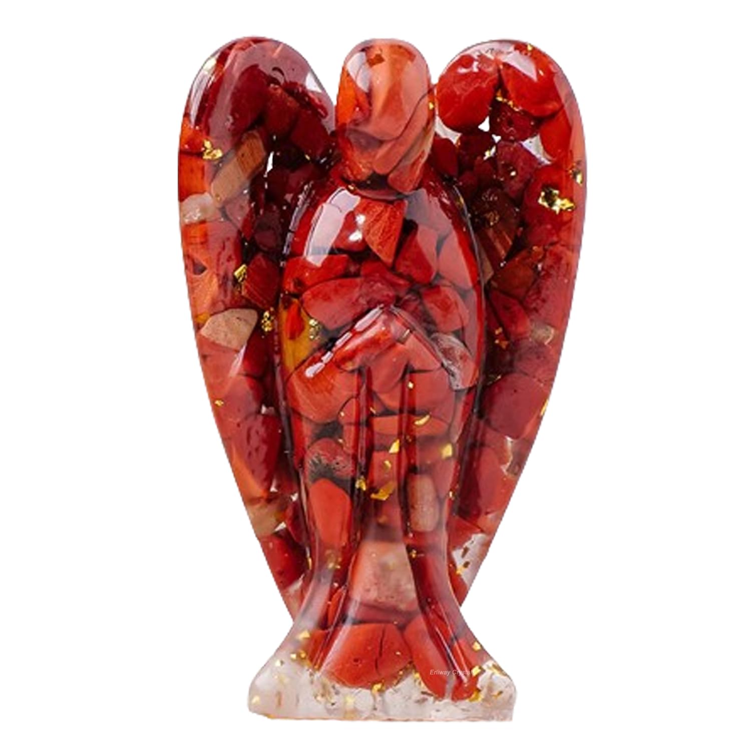 Erliway 7.8cm Large Deep Citrine Crystal Guardian Angel Figures, Natural Healing Crystal Chips Resin Angel Statue for Peace Meditation Easter Home Decor Gifts