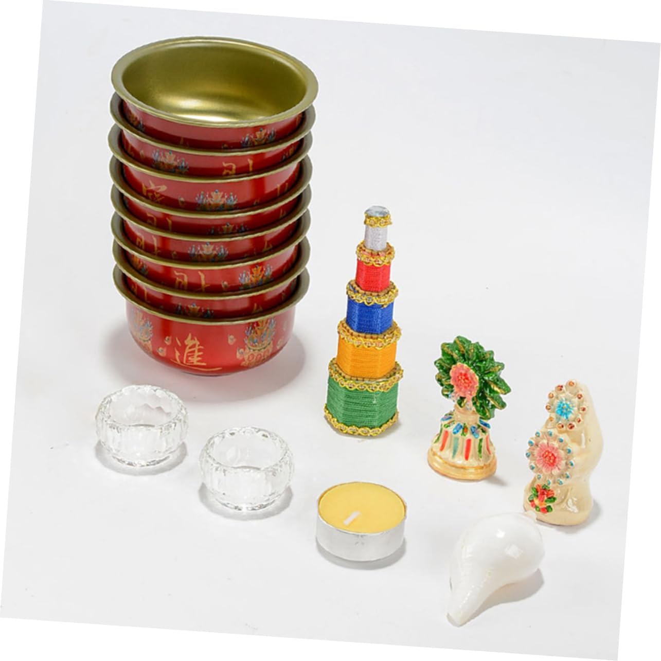 ABOOFAN 7-Piece Buddhist Altar Bowl Set, Water Sacrifice Bowl for Meditation, Yoga, Sturdy Metal Alloy Bowl for Temple Decoration at Home or Restaurants