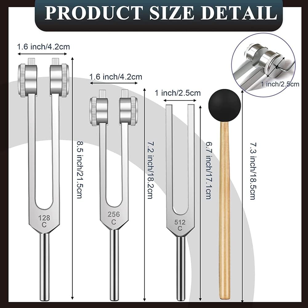 Ocnvlia Tuning Fork Set - 128 Hz, 256 Hz, 512 Hz, Tuning Forks Perfect for Healing, Sound Therapy, Body, Mind and Soul