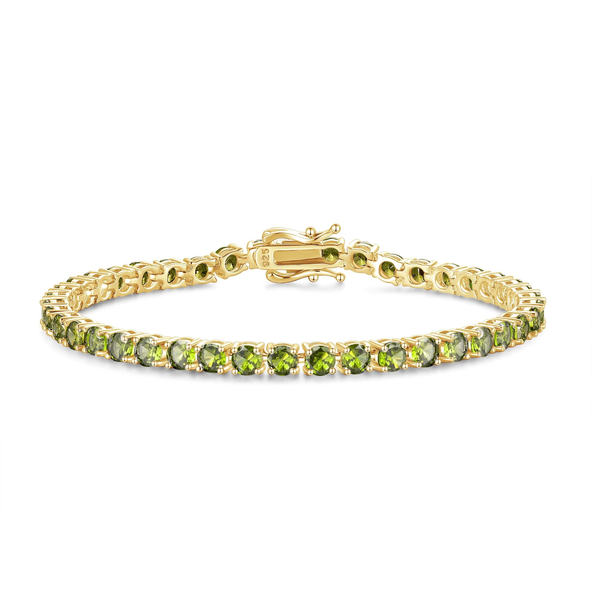 FANCIME 14K Vergoldet Damen Tennisarmband mit Synthetischer Edelstein, Geburtsstein Geschenk Schmuck für Sie Damen Mädchen, Länge 19 cm