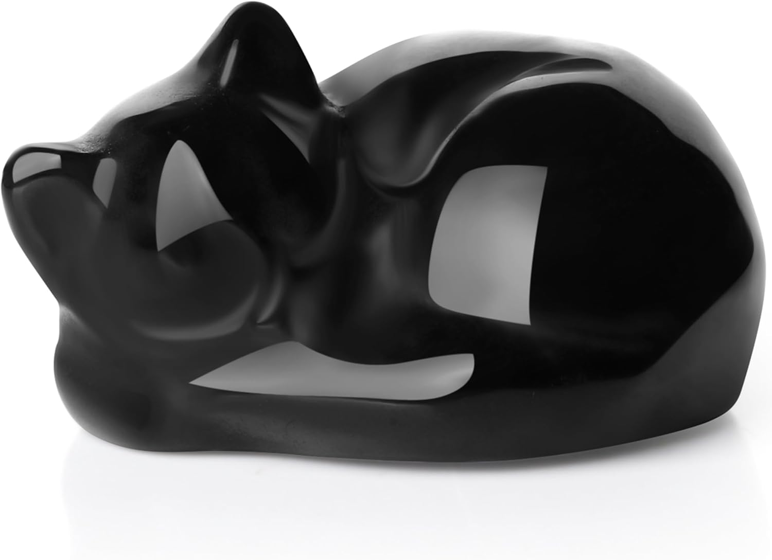 QINJIEJIE Obsidian Katzen Deko Kristalle Heilsteine Schwarze Katze Figuren Dekor Geschenk für Katzenliebhaber Edelsteine Glück Kätzchen Geschenke für Frauen