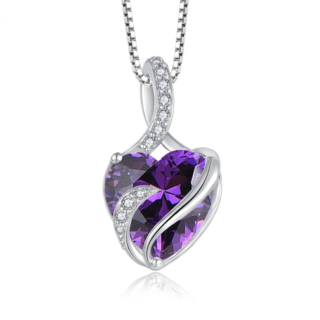 FJ Heart Birthstone Necklace Women's 925 Sterling Silver Infinity Necklace Jewellery Gifts for Women Mother Girlfriend Mum