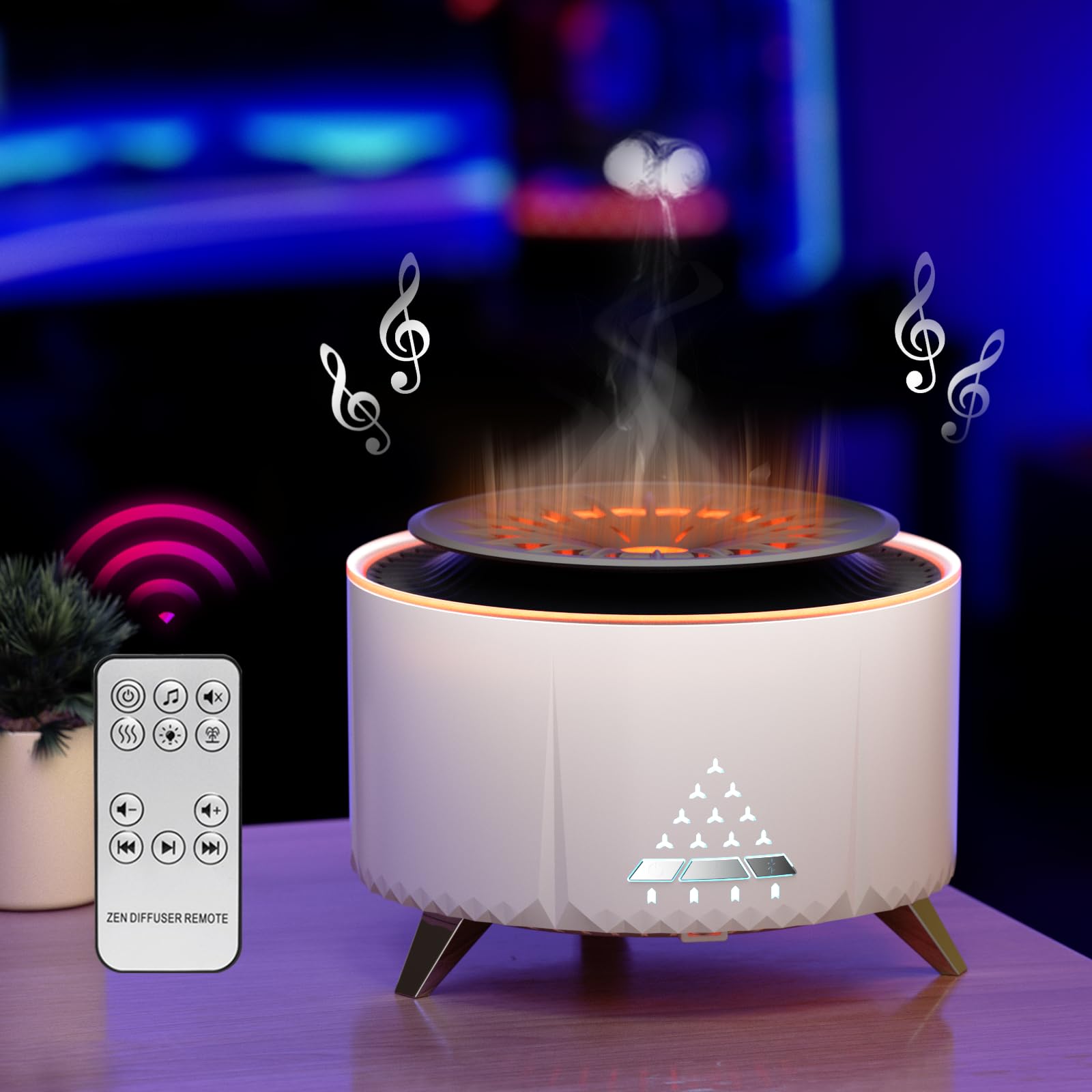 Flammen Aroma Diffuser, 250mL Luftbefeuchter Schlafzimmer, 2 Spray Muster DuftöL Diffuser,Air Diffuser Humidifier mit 7 Farben LED-Licht & Timing-Funktion Defuser für Kinder