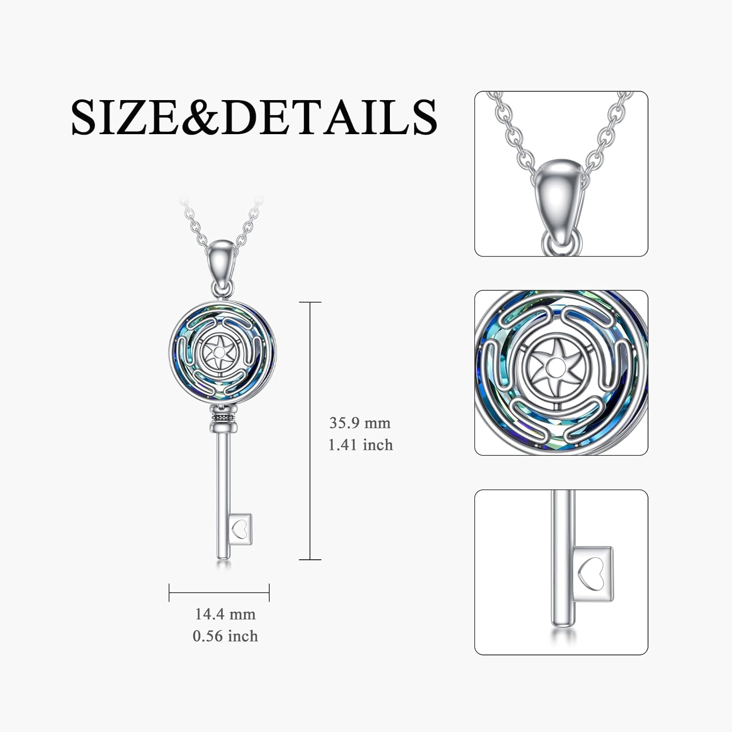 Schlüssel Amulett Halskette 925er Sterlingsilber Allah Hekate Dreifachmondgöttin Tetragrammaton Anhänger Halskette Schlüssel Wicca Heidnischer Pentagramm Schmuck Geschenke Für Frauen