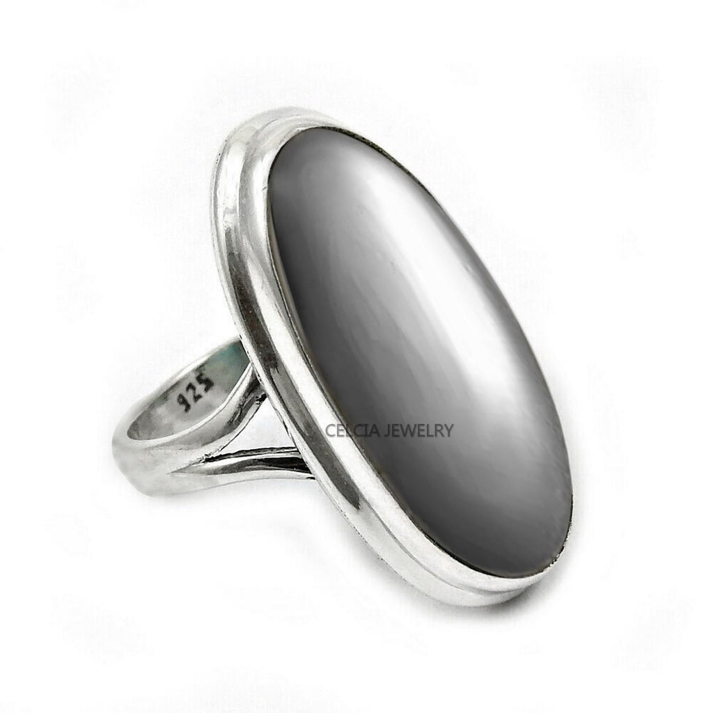 Large Oval Gemstone Handmade Jewellery, 925 Sterling Silver Tribal Ring, Engagement Gifts for Couples, Birthday Gifts for Men, Fathers Day Gifts, Promise Ring, Men's Gifts (Size 7.5, Charoite)