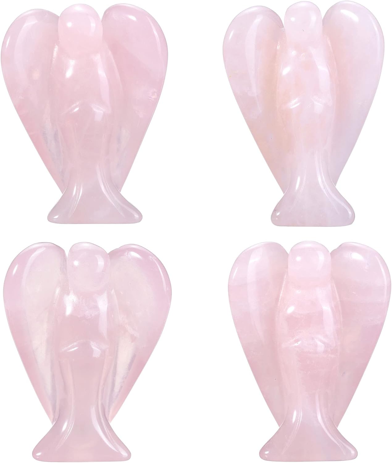 CrystalTears 4 pcs Engel Figuren Edelsteine Engel Deko Set 4cm Schutzengel zum Mitnehmen Talisman Sammlerfiguren(Rosenquarz+ Tigeraugen+ grüner Aventurin+Bergkristall)