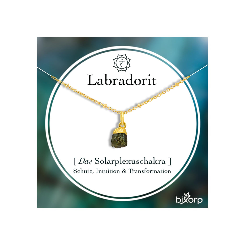 Chakra-Halskette aus rohen Edelsteinen mit 18 Karat Goldplattierung - Edelstahl - 36cm + 8cm verstellbar