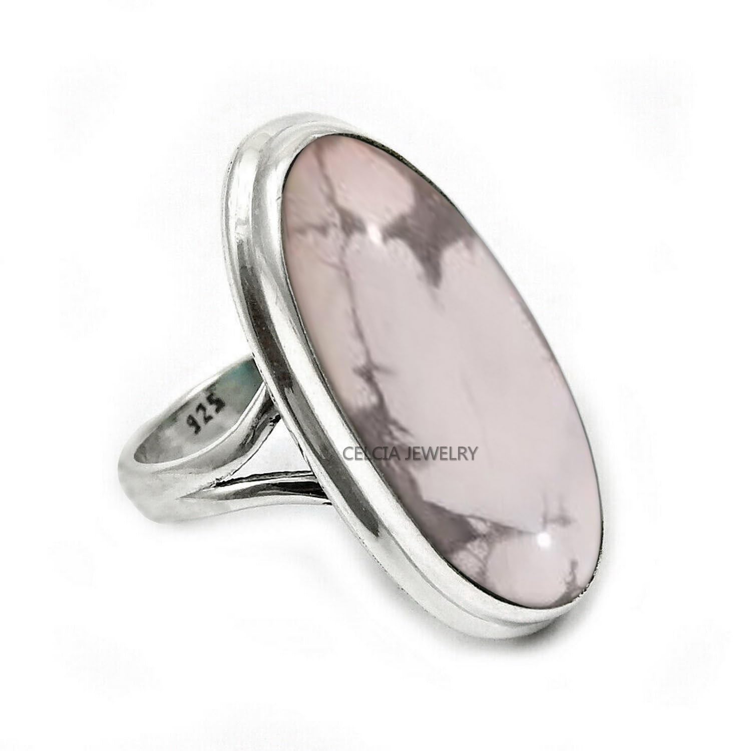 Large Oval Gemstone Handmade Jewellery, 925 Sterling Silver Tribal Ring, Engagement Gifts for Couples, Birthday Gifts for Men, Fathers Day Gifts, Promise Ring, Men's Gifts (Size 7.5, Charoite)