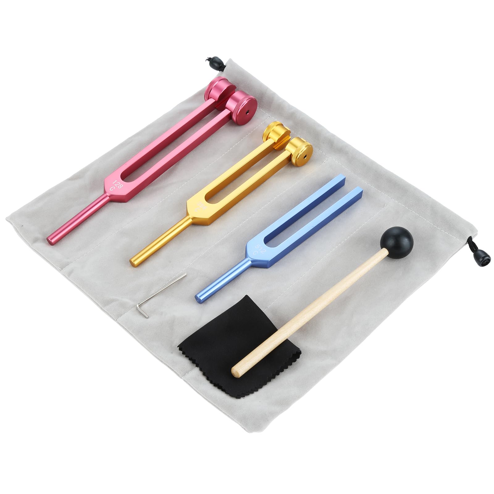 Dreld 9-Piece Solfeggio Tuning Fork Set with Silicone Hammer Bag, 174/285/396/417/528/639/741/852/963 Hz Aluminium Tuning Forks for DNA Repair, Healing, Sound Therapy, Medical Tuning Fork