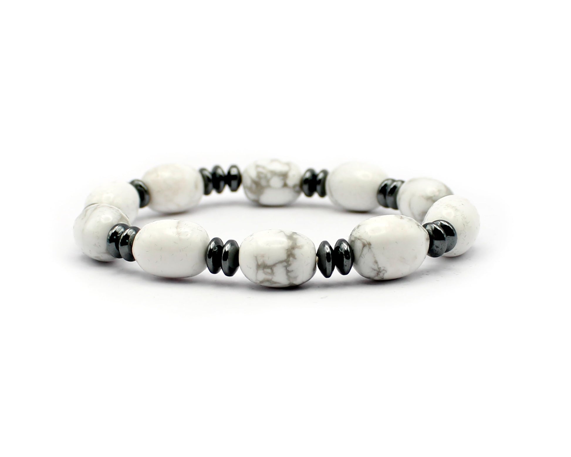 Handgefertigte Armband-Kollektion aus echten Edelsteinen und Hämatin, barockes Design