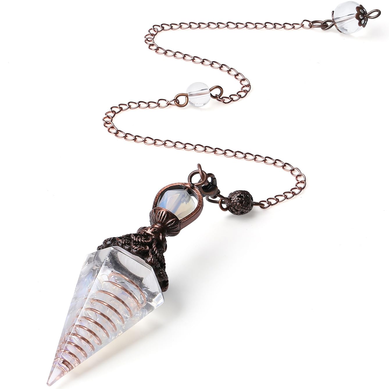 Harz Aquamarin Pendulum Edelstein Pendel Kristall, Heilsteine Natürliches Sechseckiges Edelstein Kristall Ornamente für Hexerei Zeremonie, Wahrsagen, Reiki Heilung und Esoterik Geschenke