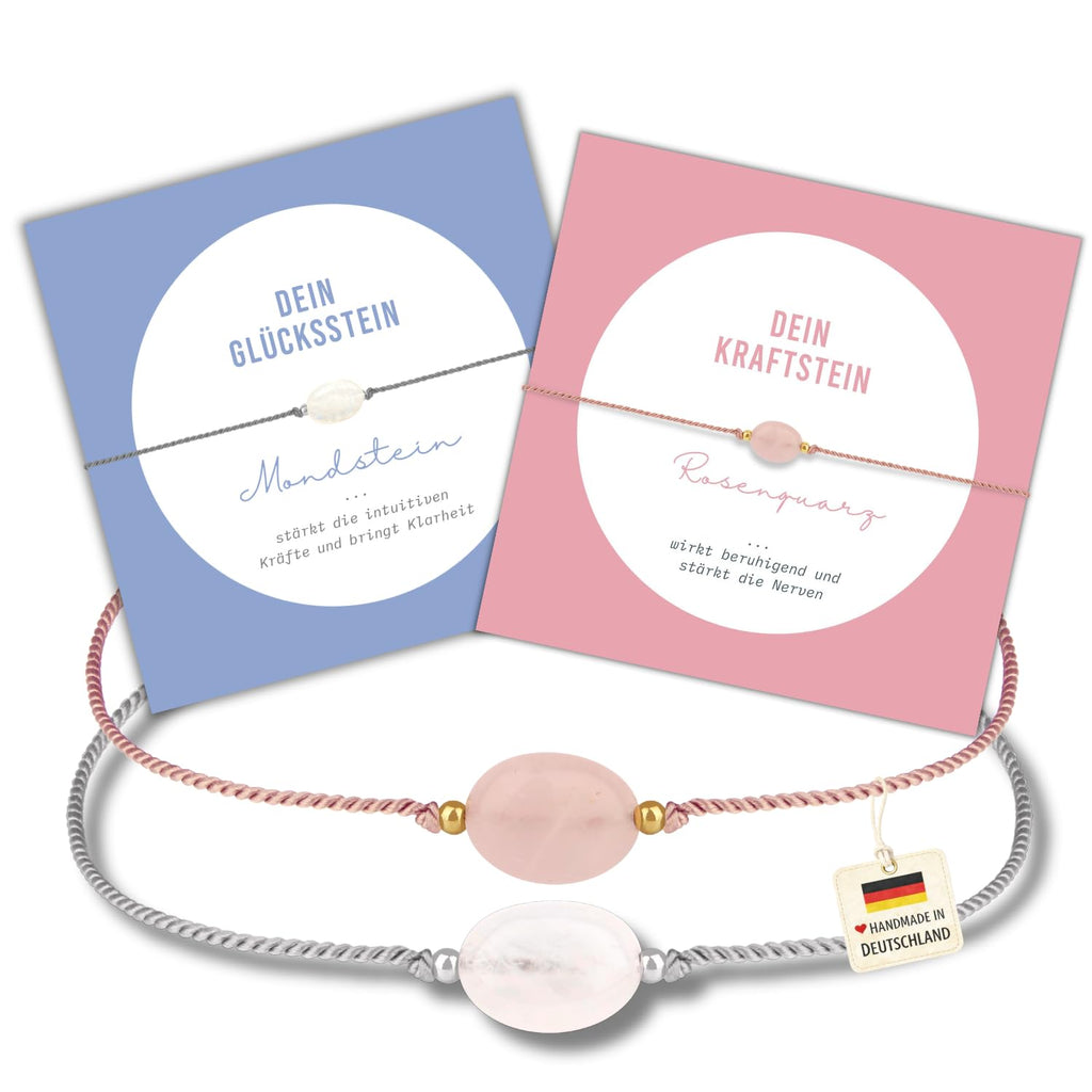 happymaker - Edelstein Armband Damen, handgefertigt in Deutschland mit Goldperlen, Geschenkkarte und Geschenkverpackung, Mutmacher Geschenk