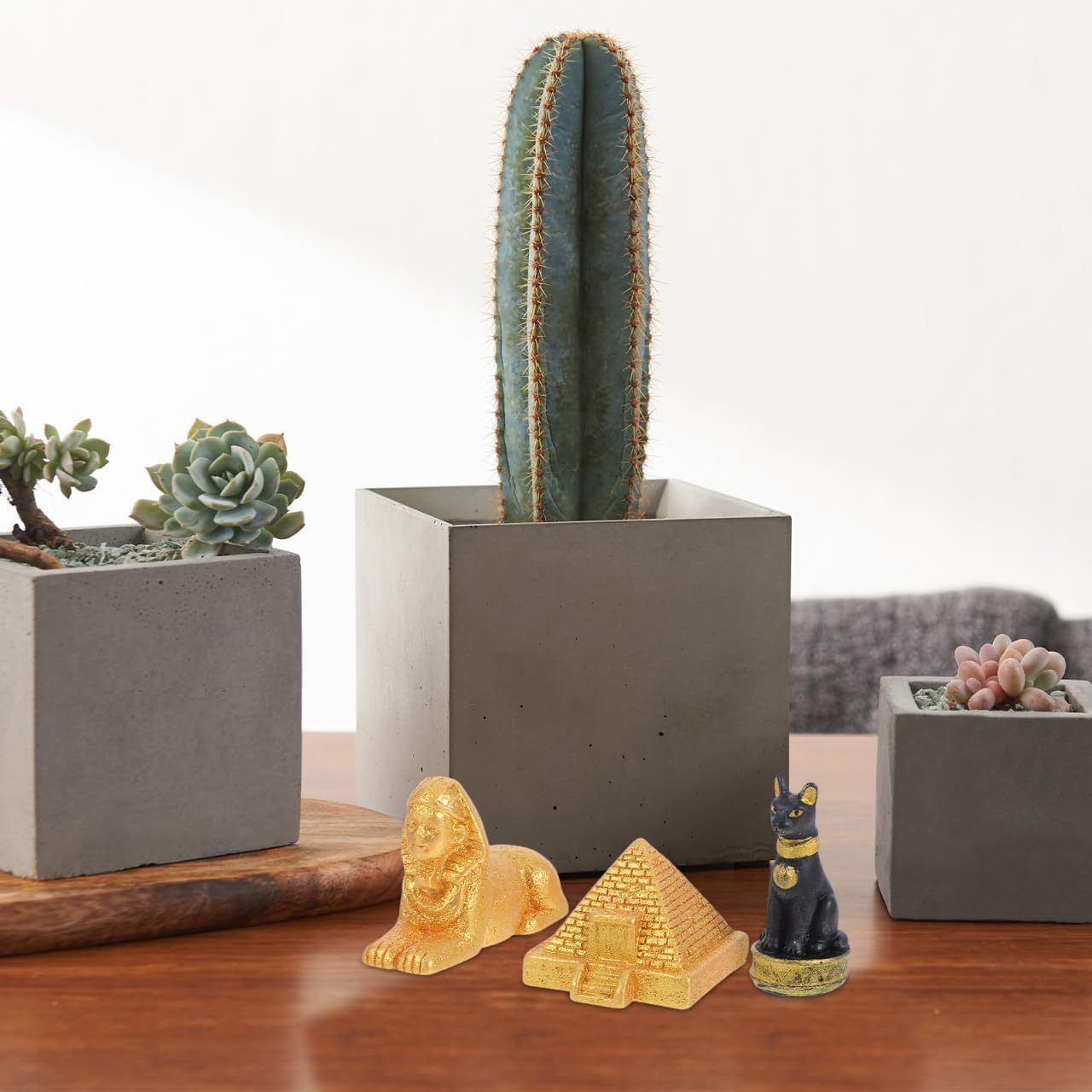 ÄGyptische Figuren Set Mit Mini Pyramide Sphinx Und Bastet Katze Aus Resin Alte ÄGypten Deko FüR Zuhause BüRo Und Party 3 Teiliges SammlerstüCk