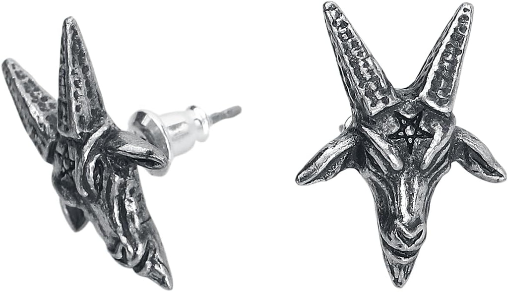 Alchemy Gothic Baphomet Studs Women's Silver Gothic Stud Earrings Set