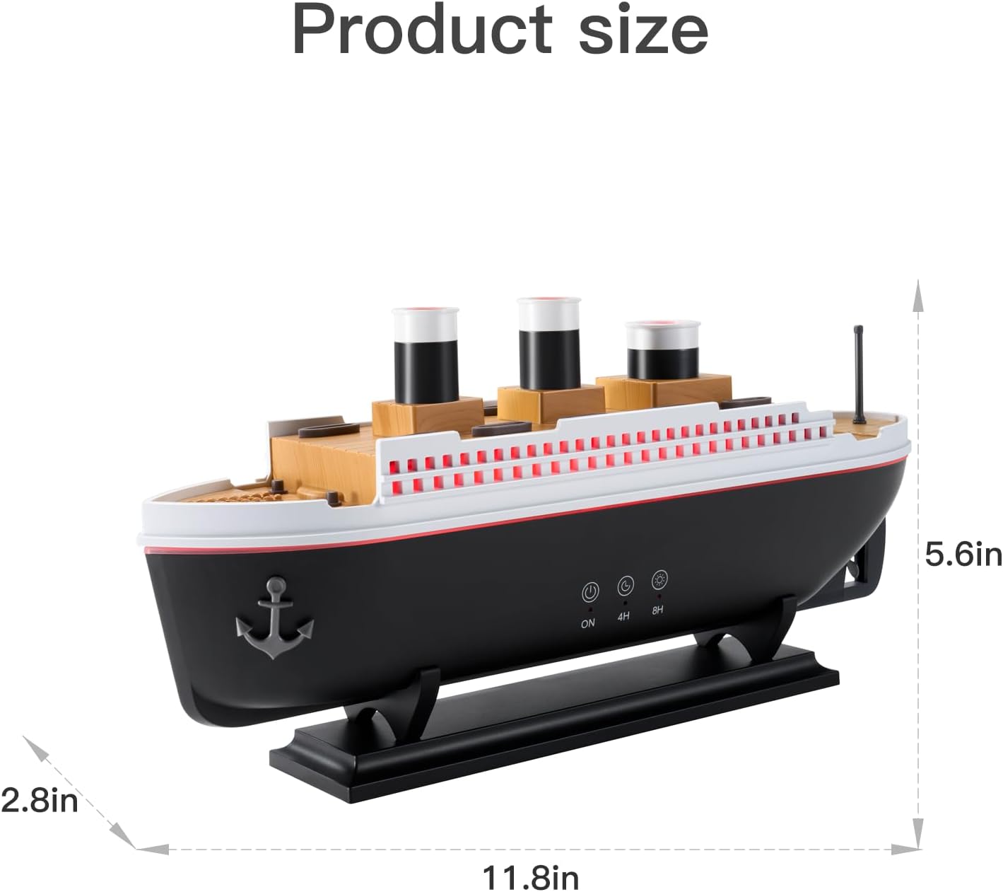 Titanic Humidifier 250ml, Essential Oil Diffuser Cool Mist Ultrasonic Aroma Aromatherapy Diffuser with Remote Control 7 Light 2 Mist Mode Auto Shut-Off for Bedroom Office Hotel(Black White)