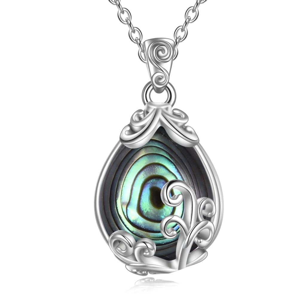 POPLYKE Sterling Silver Gemstone Filigree Teardrop Pendant Necklace Crystal Jewellery for Women