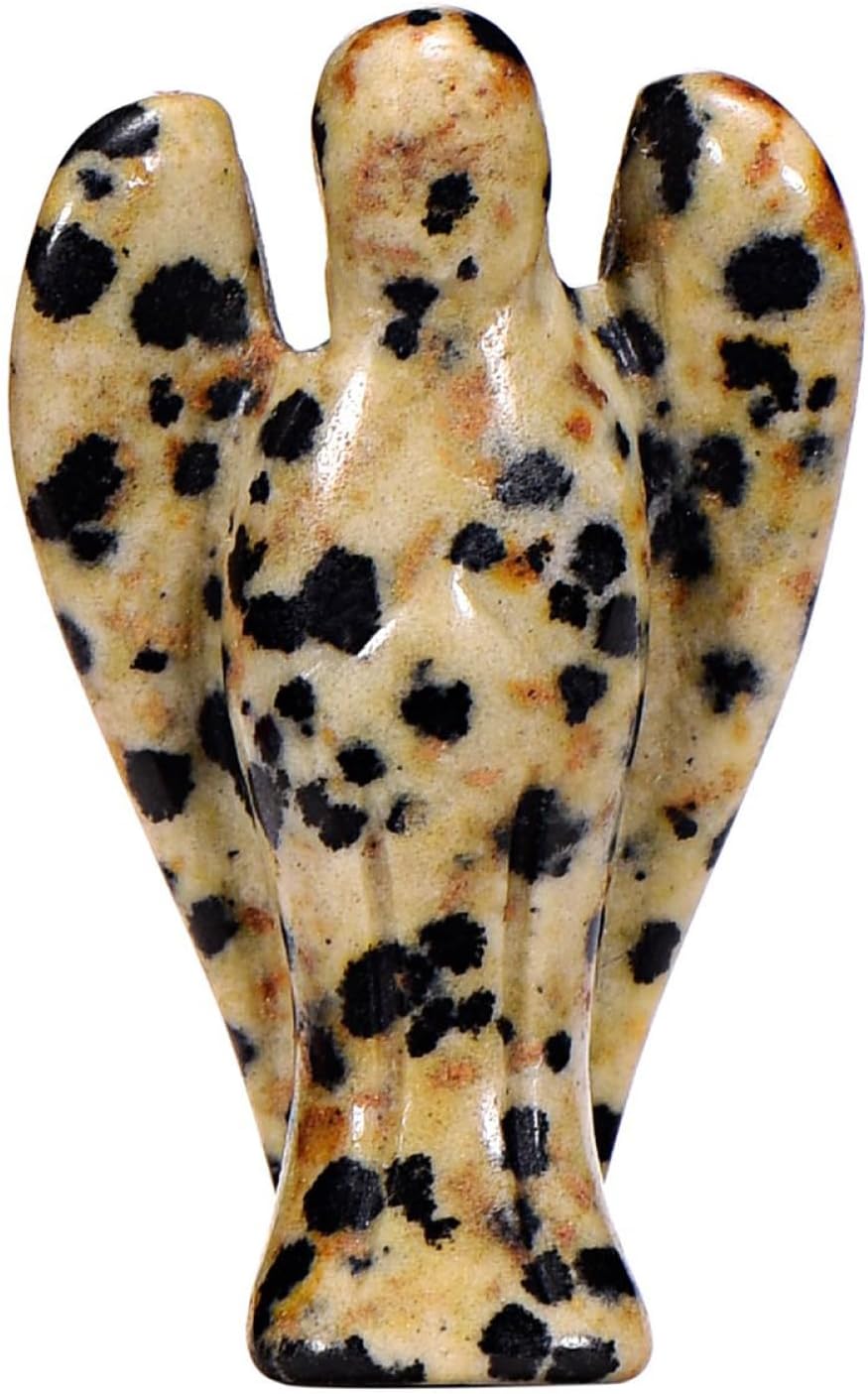 Morella Edelstein Dalmatinerjaspis Engel Glücksbringer Schutzengel zum Mitnehmen 3,5 cm in Samtbeutel