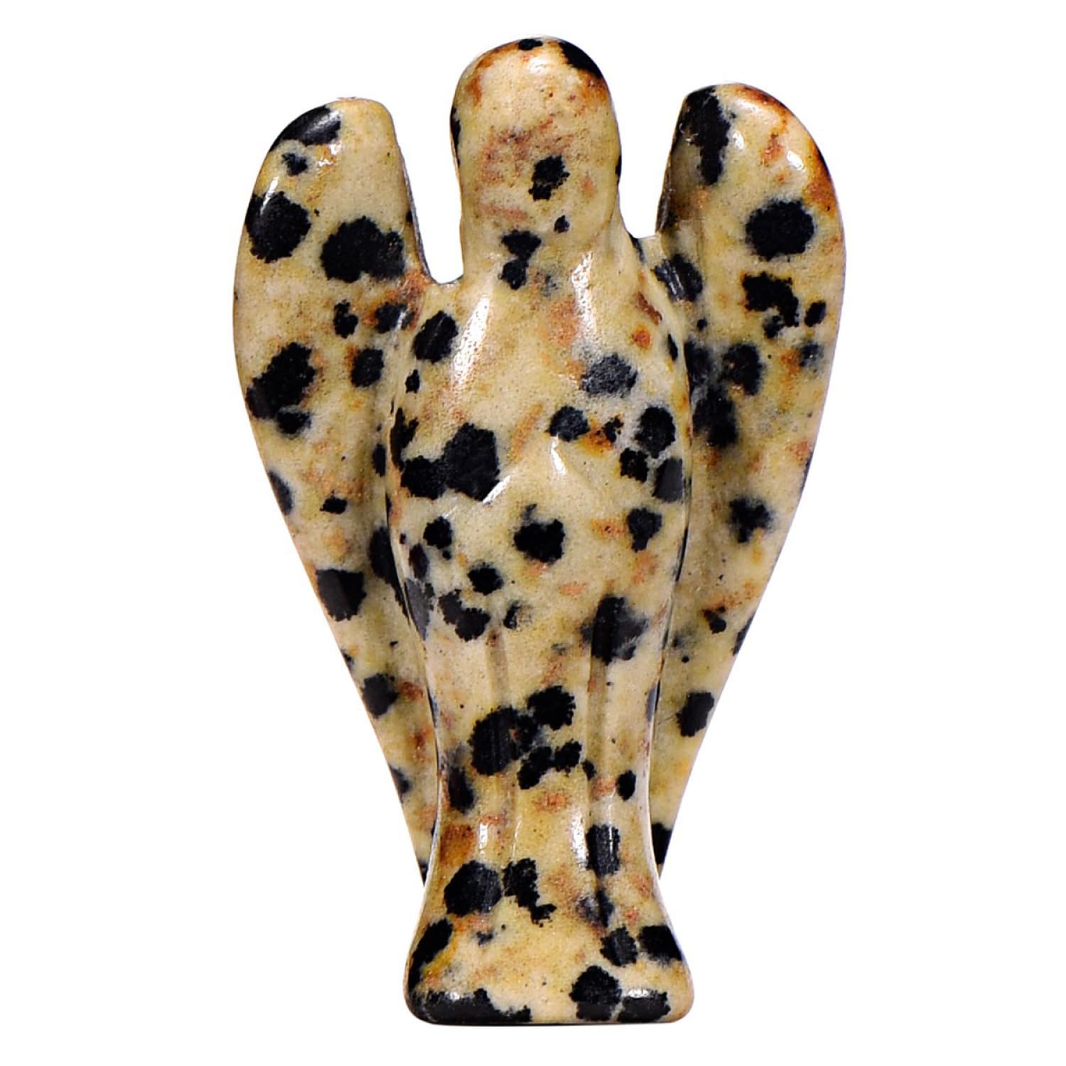 Morella Edelstein Dalmatinerjaspis Engel Glücksbringer Schutzengel zum Mitnehmen 3,5 cm in Samtbeutel