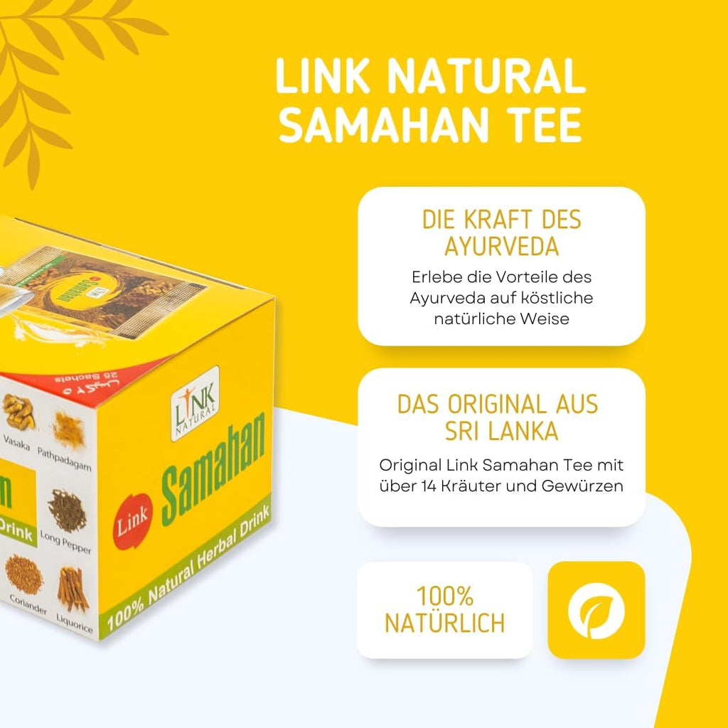 Link Natural Samahan Tee – Direktversand aus Deutschland – 100% Authentischer Ayurvedischer Kräutertee – 25 Beutel (100g)