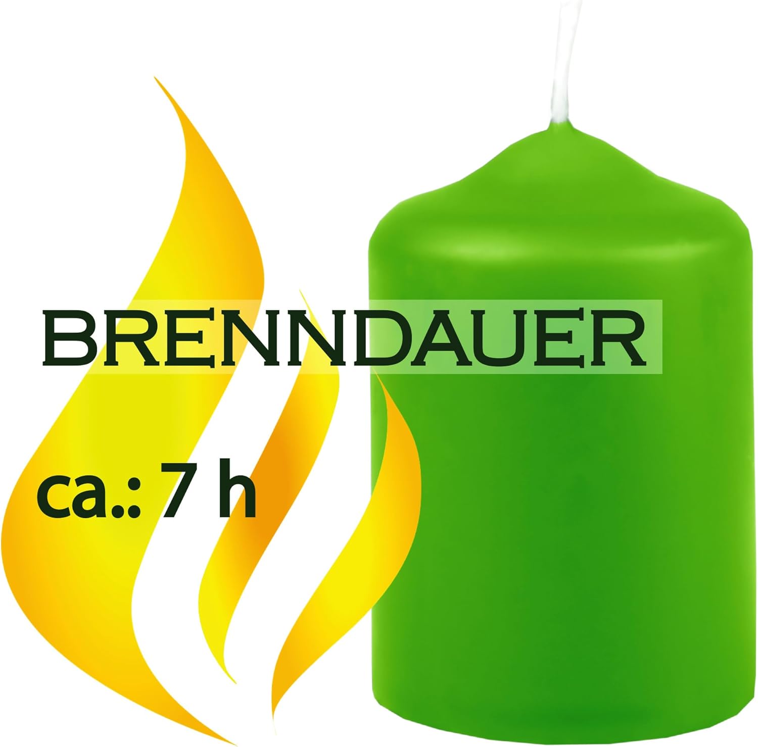 Wachskerzen Stumpenkerzen Hellgrün Ø4cm x 6cm (6 Stück) Teelicht Durchmesser, in vielen Farben - Hergestellt in EU - Kerzen Blockkerzen - Wachs