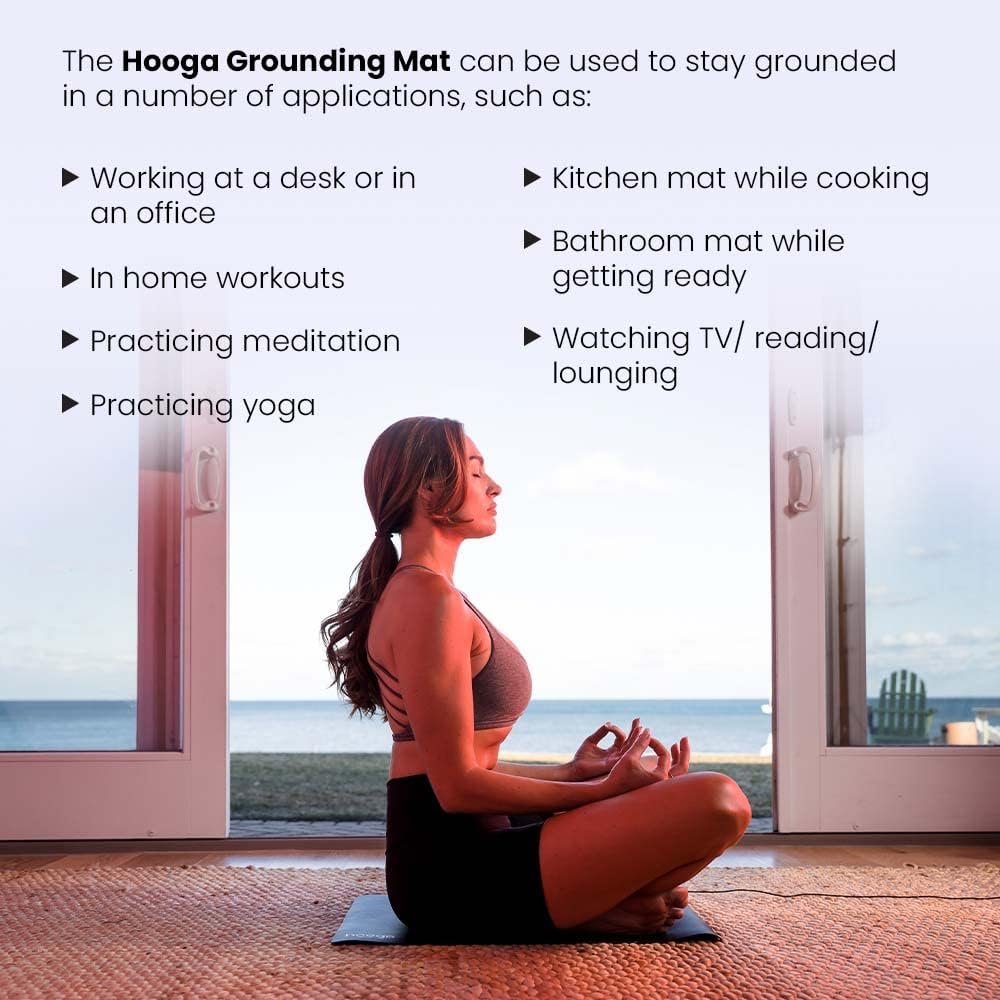 Hooga Grounding Mat for Desk, Feet & Floor – Conductive Carbon Grounding Pad with 15 Ft Cord, Non-Slip Backing, 24" x 16" Indoor Grounding Mat