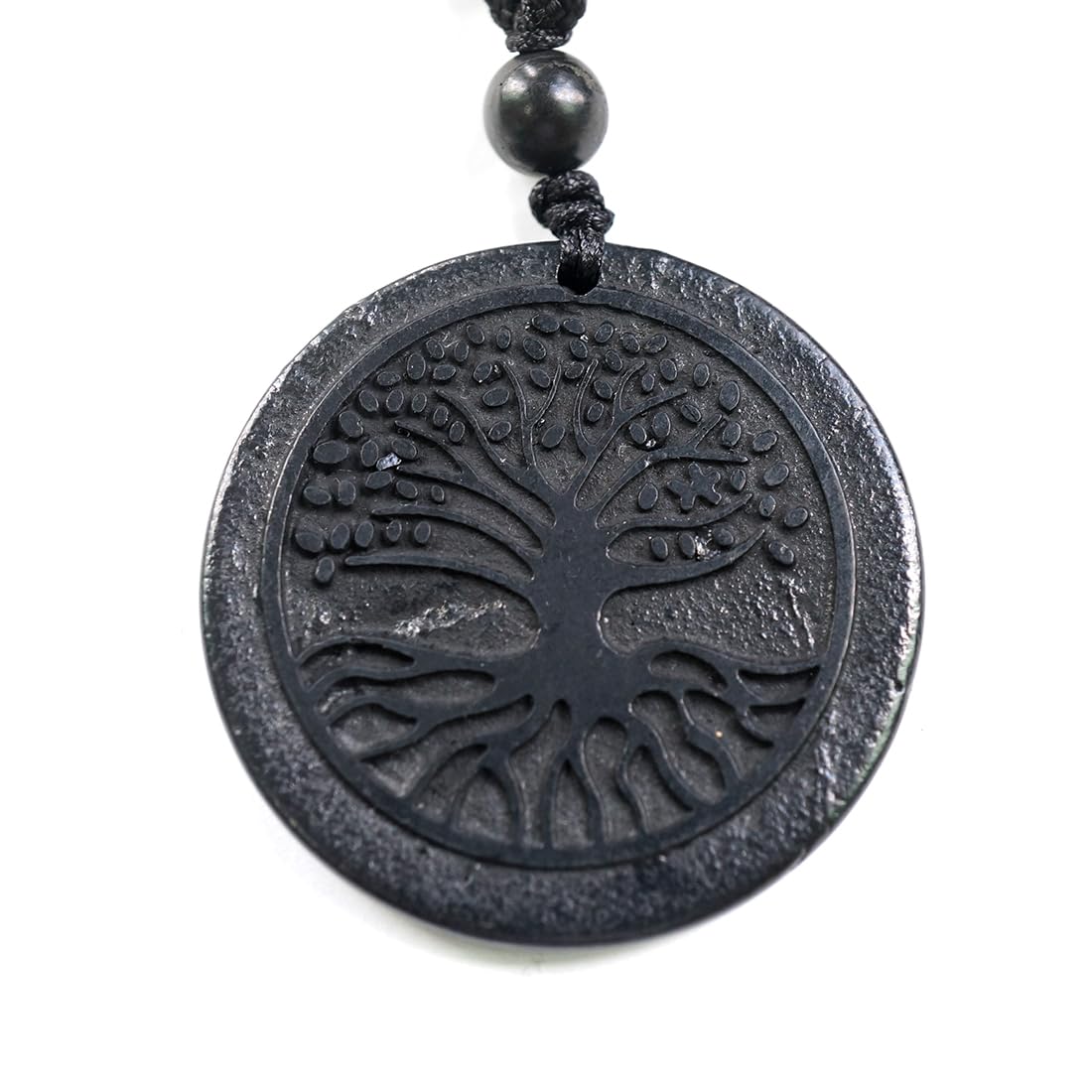 RICHRAIN Halskette mit Anhänger aus echtem natürlichem Schungit, spirituelle Geschenke für Frauen, Kristallheilung, Kristallgeschenke für Männer (Tree of Life)