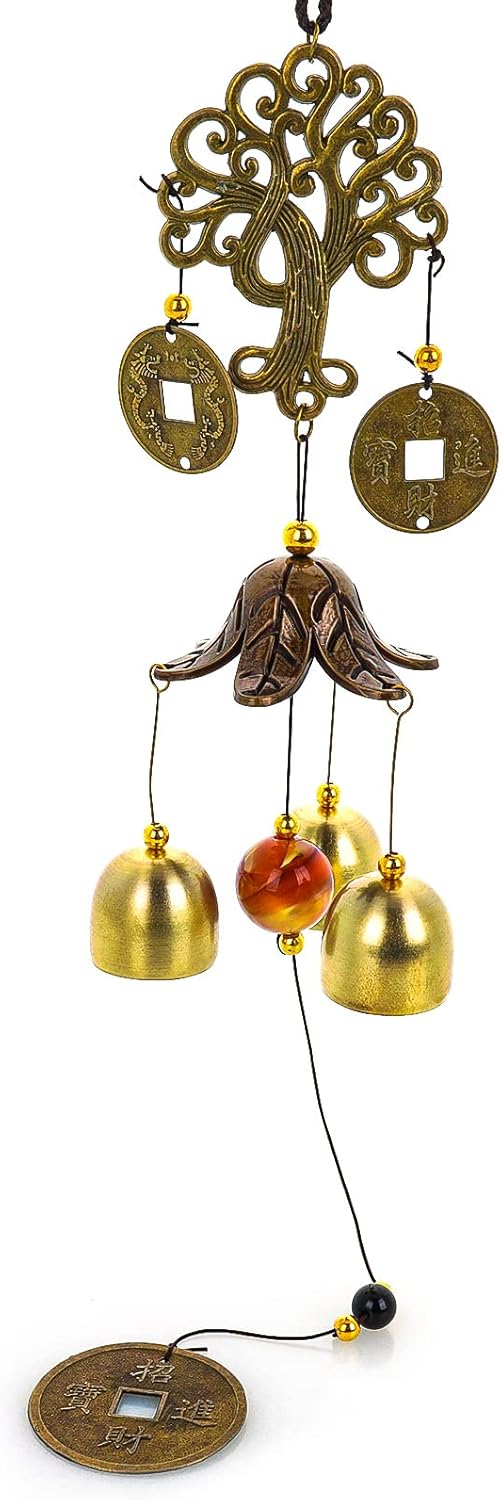 TIESOME Windspiel Metall, Windglocke Glücksbaum des Lebens mit Lanyard Feng Shui Hängende Dekoration Viel Glück Segen Patio Yard Indoor Outdoor Haustür Dekorationen