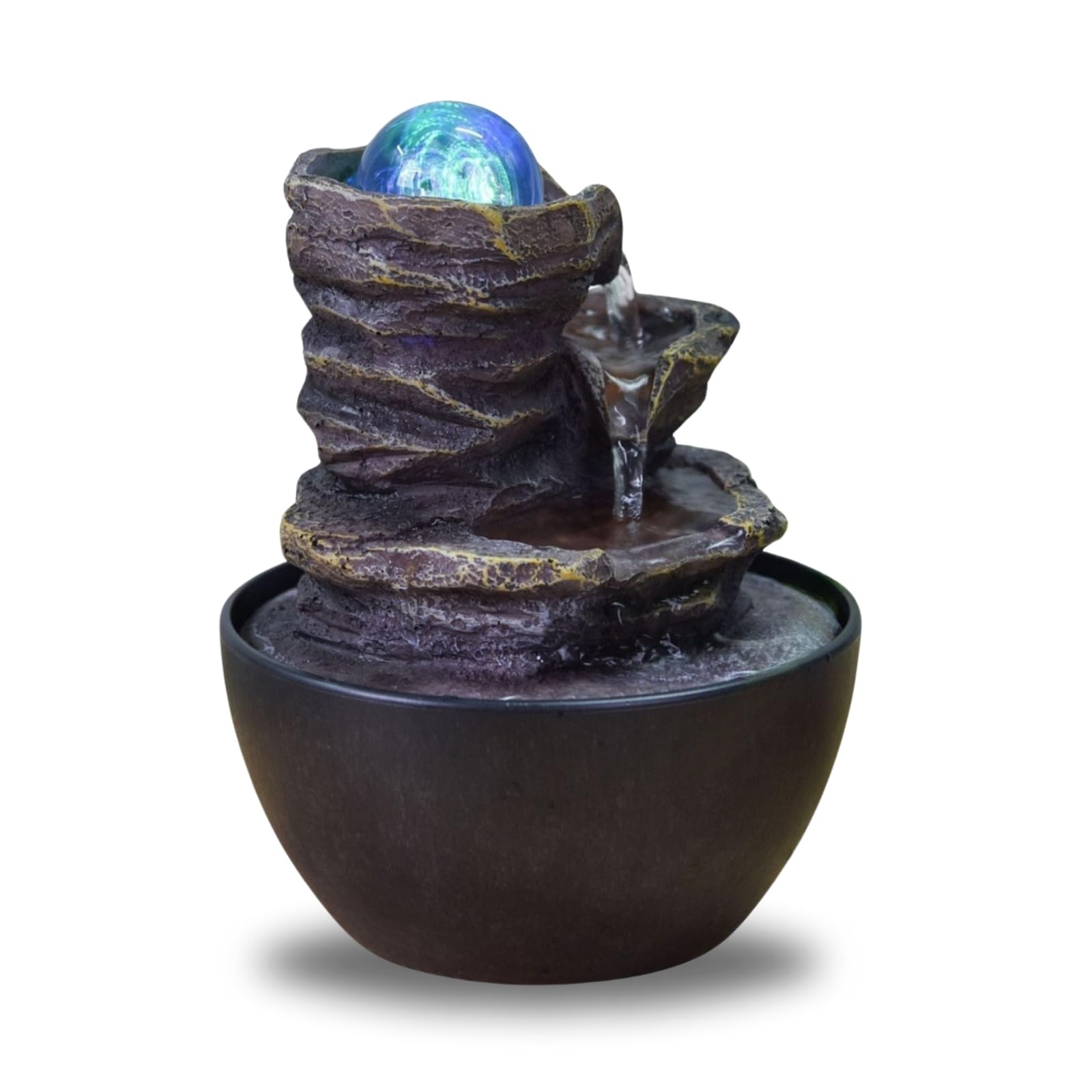 zen' Light Natural Boro Fontaine Resin Silver 13 x 13 x 17 cm