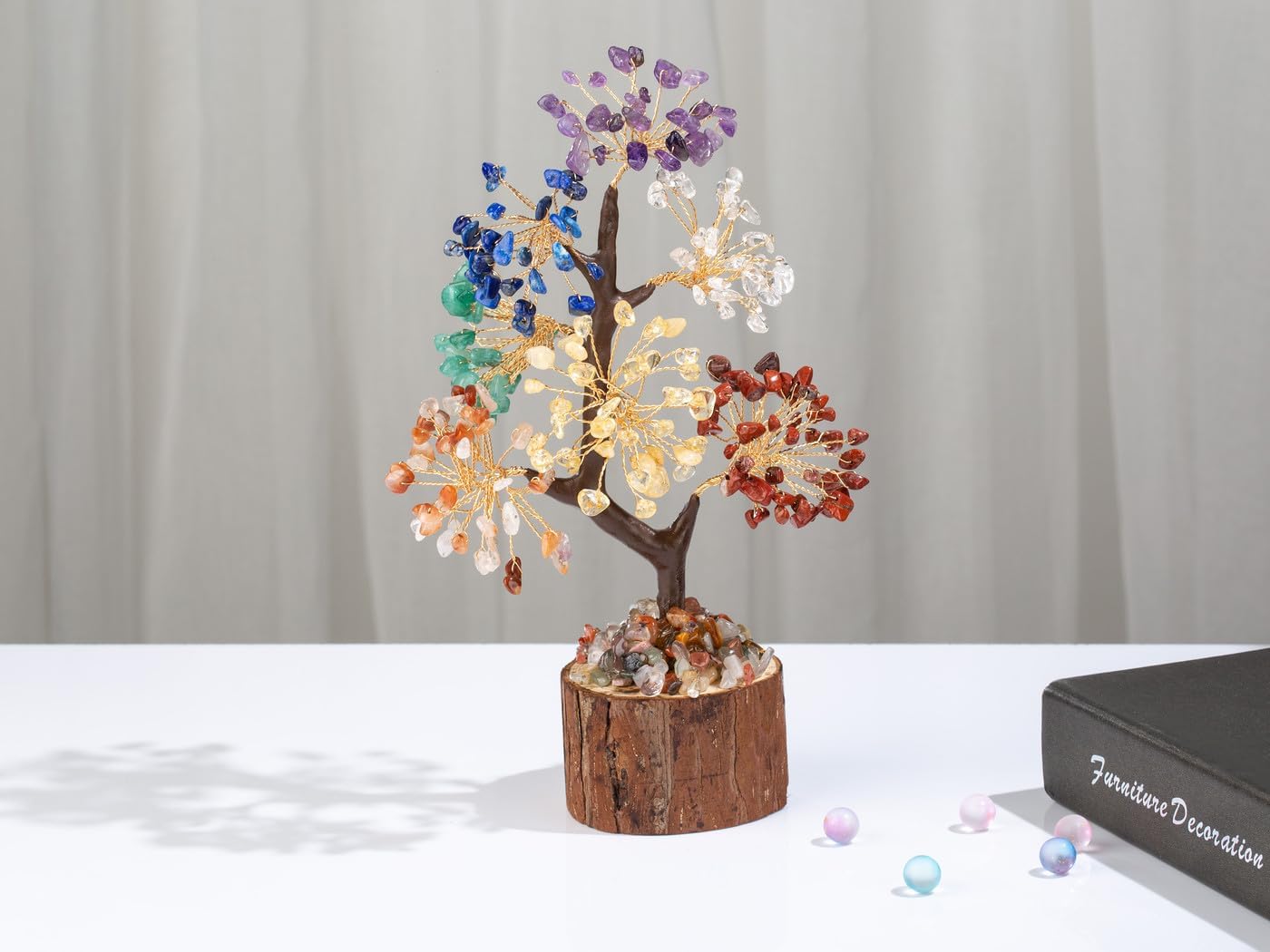AWARDSEN Chakra Steine Kristallbaum, Lebensbaum, Edelsteinkristall Bonsai Baum, Geldbaum Schreibtisch Deko, Baum des Lebens, Spirituell Esoterik Feng Shui Deko, Spirituelle Geschenke für Frauen