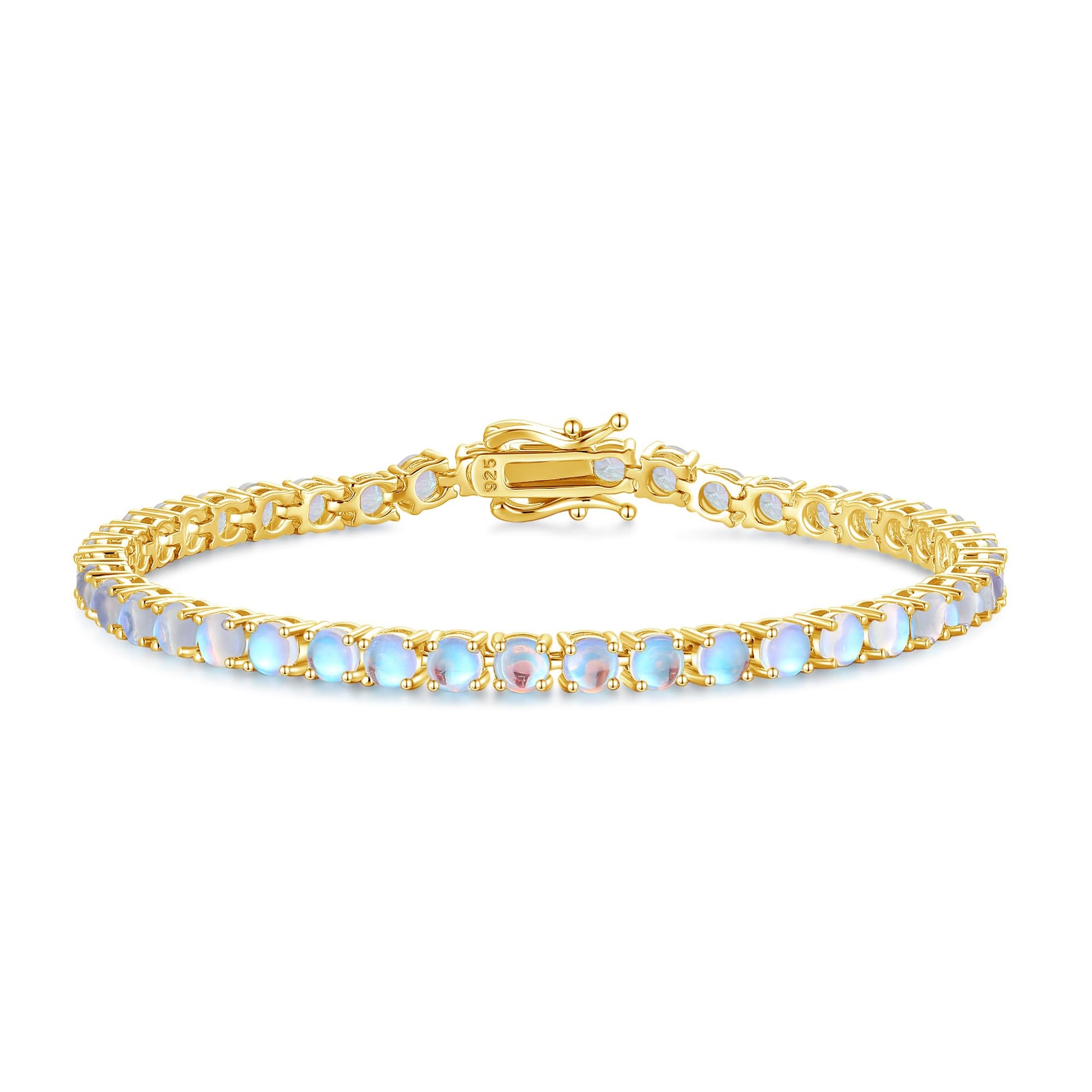 FANCIME 14K Vergoldet Damen Tennisarmband mit Synthetischer Edelstein, Geburtsstein Geschenk Schmuck für Sie Damen Mädchen, Länge 19 cm