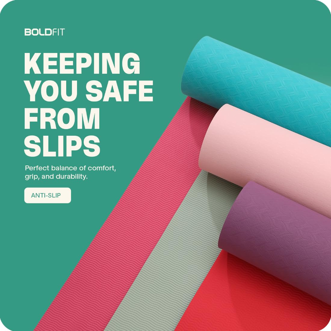 Boldfit Yoga Mat for Women and Men with Cover Bag TPE Material Extra Thick Exercise Yoga Mat for Men for Workout, Yoga, Fitness, Exercise Mat Anti Slip Mat, -Yoga Mat Gym Mat 6mm -Blue Pink