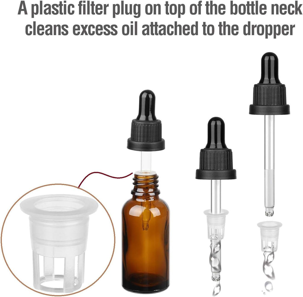 Hyber&Cara 50 ml Brown Glass Pipette Bottles Apothecary Bottles with Dropper Pipette for Essential Oils, Perfume Oils, Liquid Dyes Aromatherapy Blends, Pack of 4