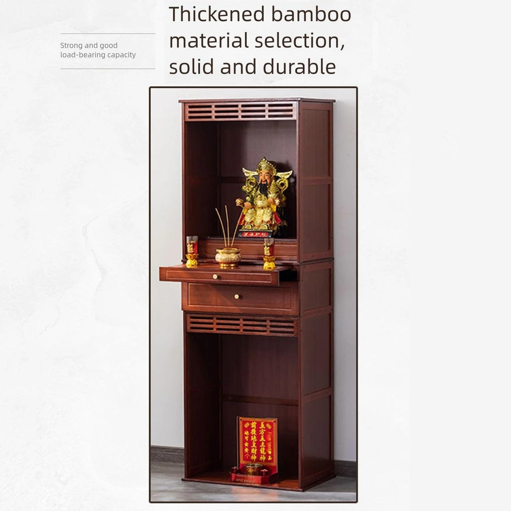 Traditioneller Altartischschrank zur Meditation, großes Lagerregal, Schublade, tragbarer Griff, Ritualmöbel(Brown,50 * 37 * 172cm/19 * 14 * 67in)