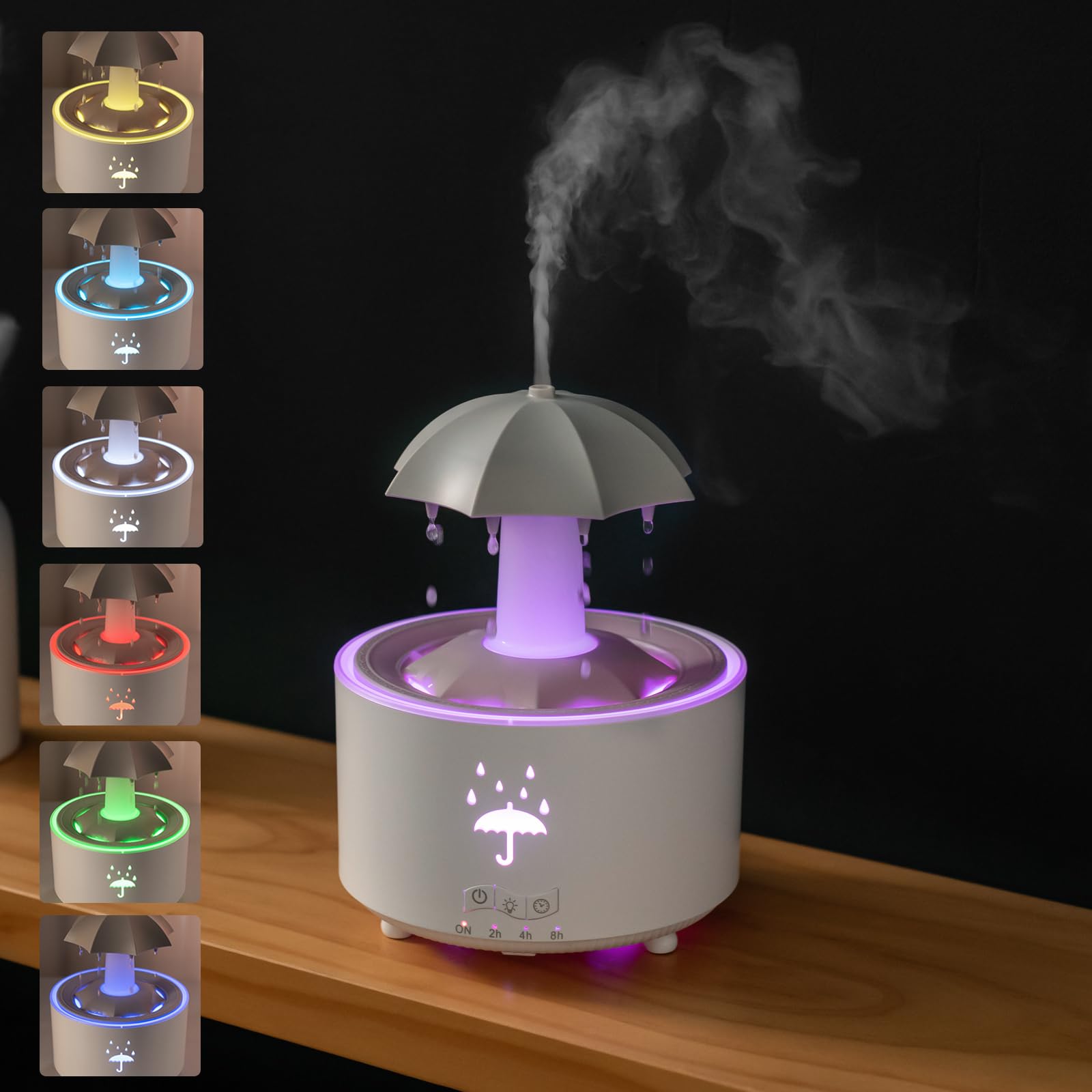 Flammen Aroma Diffuser, 250mL Luftbefeuchter Schlafzimmer, 2 Spray Muster DuftöL Diffuser,Air Diffuser Humidifier mit 7 Farben LED-Licht & Timing-Funktion Defuser für Kinder