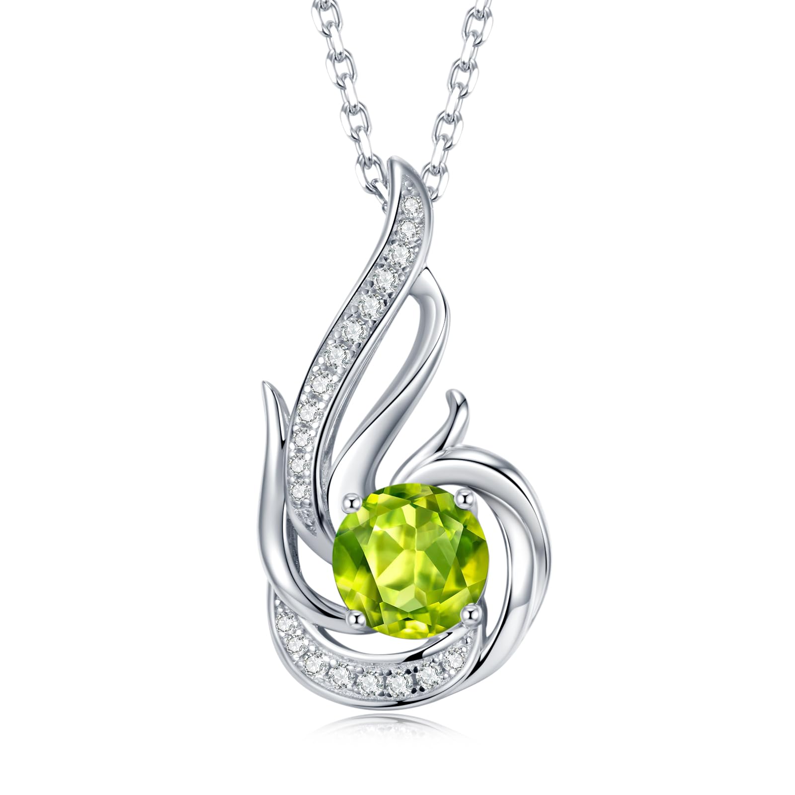 Sterling Silber Geburtsstein Halskette für Frauen erstellt oder echte Edelstein Phoenix Halsketten Geburtstag Jubiläum Schmuck Geschenke für Frauen Mädchen Mama, justierbare Kette