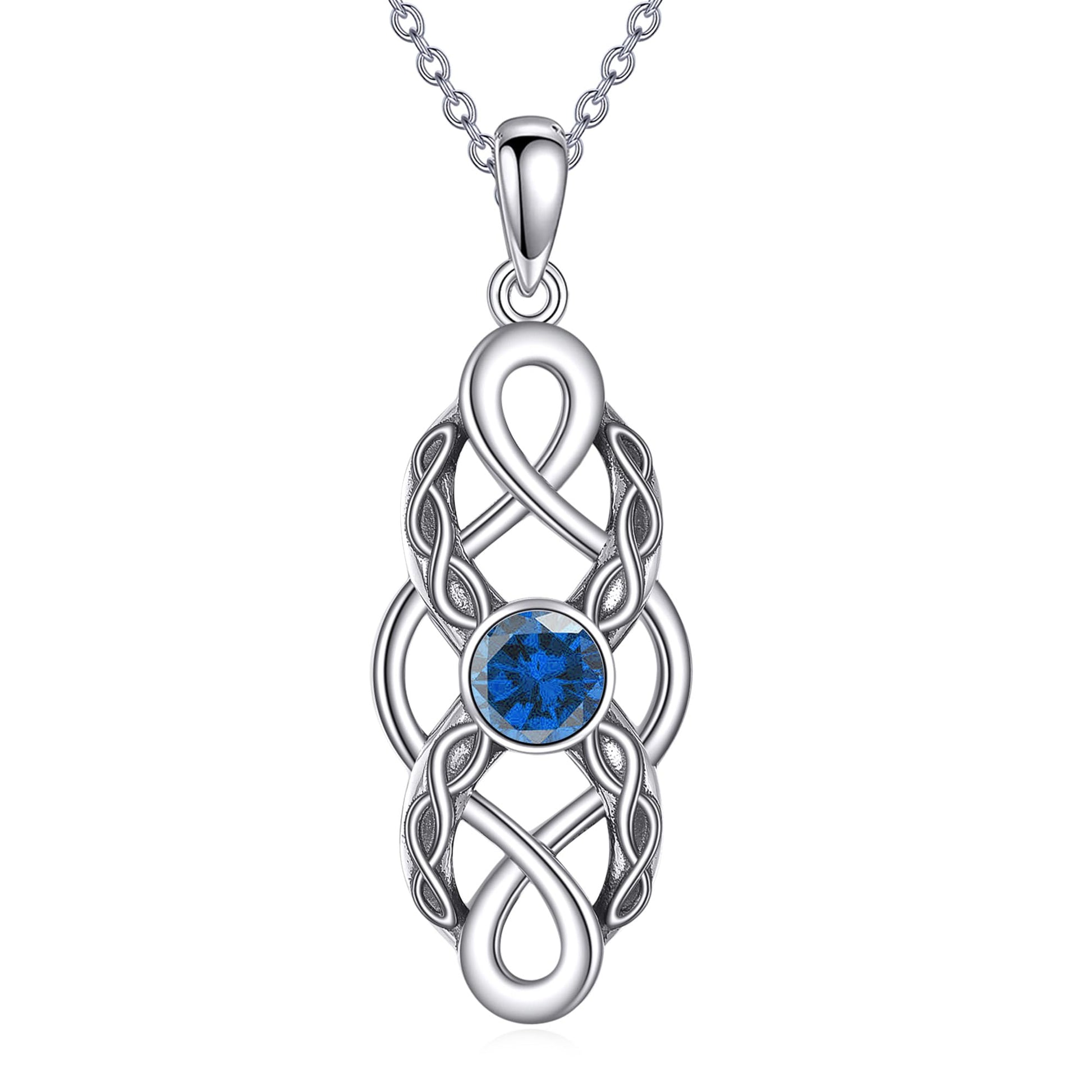 CUPENDA Keltischer Knoten Geburtsstein Halskette Sterling Silber Irische Keltische Anhänger Halskette Glücksschmuck für Frauen