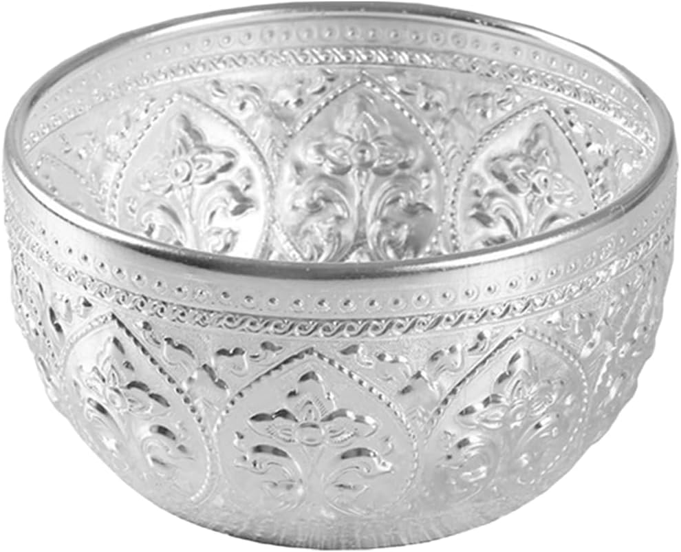 IMIKEYA Kleine Thai Zinnschale Geschnitzte Wasser Ätherische Öl Schale Spa Behälter Für Massagen Servierschüssel Obst Reisschale Dekorative Zinnschale Für Altar Und Dekoration