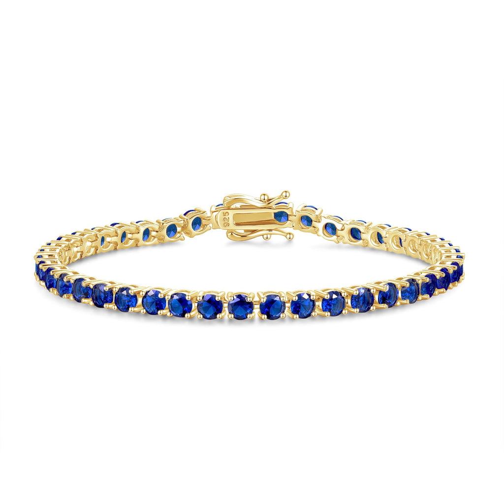 FANCIME 14K Vergoldet Damen Tennisarmband mit Synthetischer Edelstein, Geburtsstein Geschenk Schmuck für Sie Damen Mädchen, Länge 19 cm