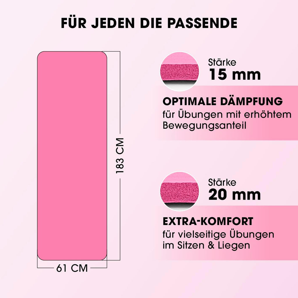 #DoYourFitness Yoga Mat Non-Slip. For Beginners and Advanced Users. Thickness from 0.8 cm to 2 cm. Joint-friendly Gymnastics Mat. 183 cm x 61 cm or XXL 190 cm x 100 cm (Suitable for Indoor/Outdoor)