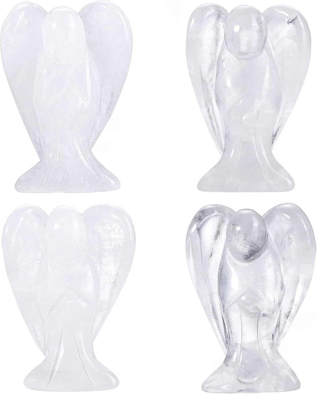 CrystalTears 4 pcs Engel Figuren Edelsteine Engel Deko Set 4cm Schutzengel zum Mitnehmen Talisman Sammlerfiguren(Rosenquarz+ Tigeraugen+ grüner Aventurin+Bergkristall)