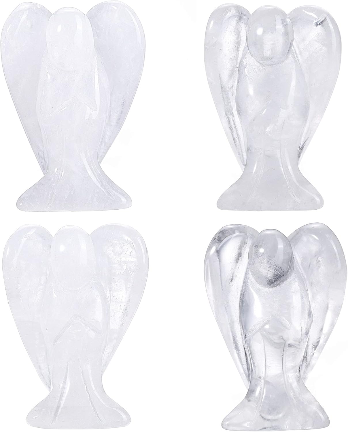 CrystalTears 4 pcs Engel Figuren Edelsteine Engel Deko Set 4cm Schutzengel zum Mitnehmen Talisman Sammlerfiguren(Rosenquarz+ Tigeraugen+ grüner Aventurin+Bergkristall)