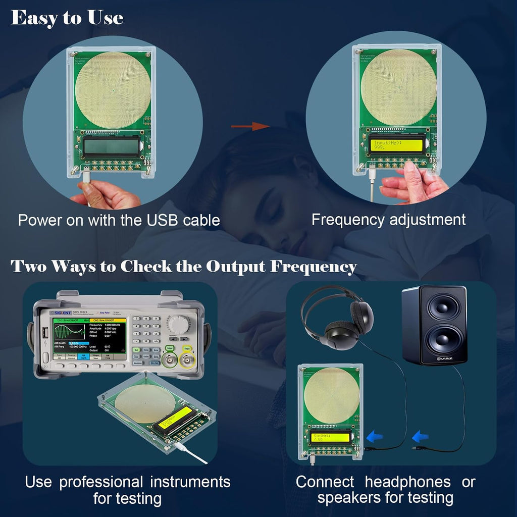 Adjustable Frequency Generator for Healing (0.01Hz-299kHz), 7.83Hz Schumann Resonance Generator, Sine Wave Frequency Healing Device for Improving Sleep & Meditation, USB Powered