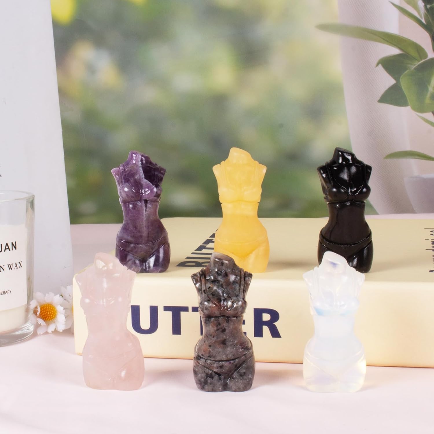 Rose Quartz Goddess Statue,1.6 Inch Hand Carved Healing Crystal for Meditation,Yoga,Chakra Balancing,Reiki Spiritual Gift,Pocket-Sized Home Decor