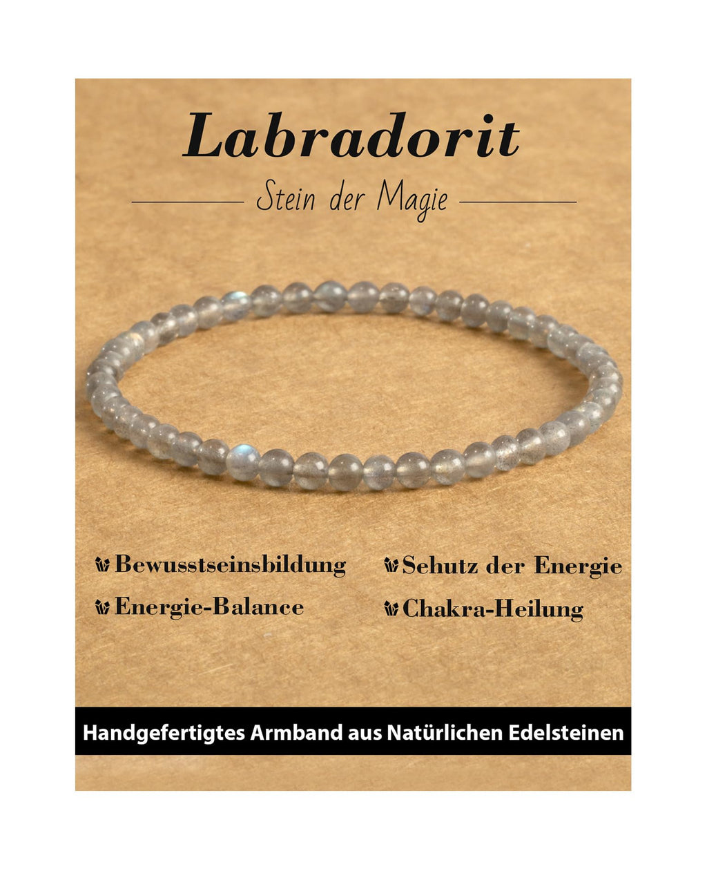 4 mm Stretch Bracelet Made of Real Natural Stone Beads, Healing Stone Bracelet, Yoga Bracelet for Women, Men, Lucky Bracelet, Friendship Bracelet, Replacement Beads Included