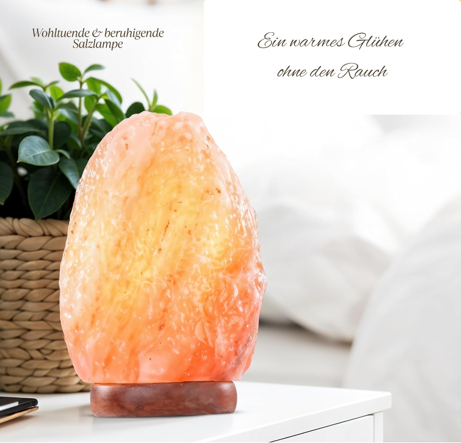 Heimtex Himalaya Salt Lamp - Natural Shape Salt Crystal Lamp from the Salt Range - 4-7 kg Salt Lamp with Cable and Replaceable Light Bulb Made of Pure Salt Stone